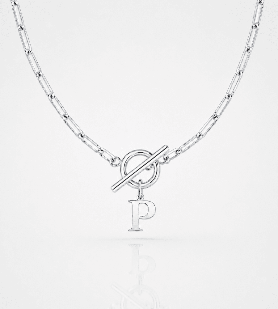 Paperclip Initial Necklace - Mireva Jewelry