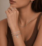 Pearl Birthstone Cross Charm Bracelet - Mireva Jewelry
