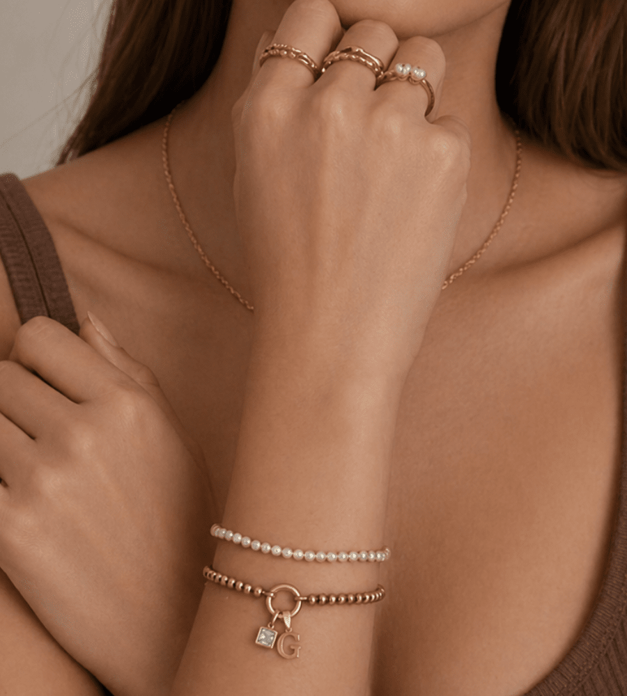Pearl Birthstone Cross Charm Bracelet - Mireva Jewelry