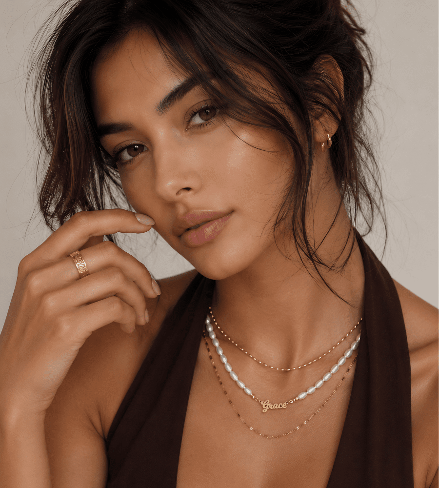 Pearl Chain Name Necklace - Mireva Jewelry