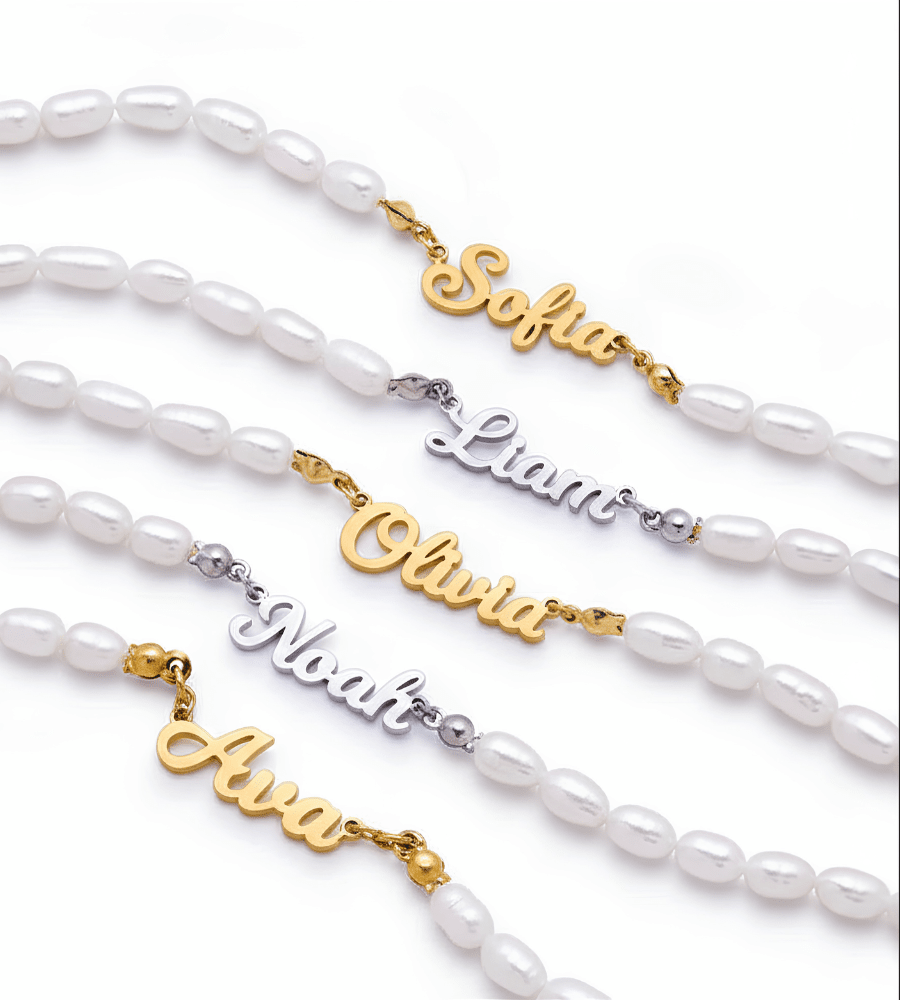 Pearl Chain Name Necklace - Mireva Jewelry
