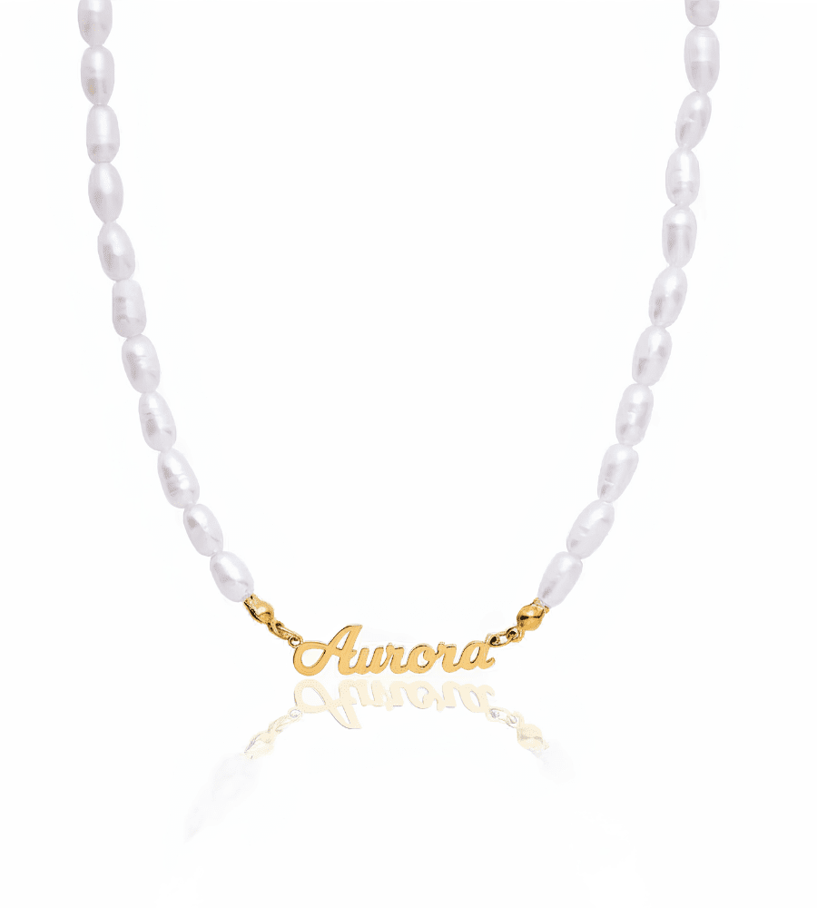 Pearl Chain Name Necklace - Mireva Jewelry