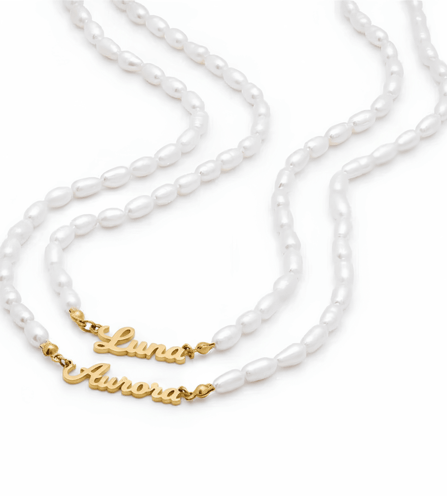 Pearl Chain Name Necklace - Mireva Jewelry