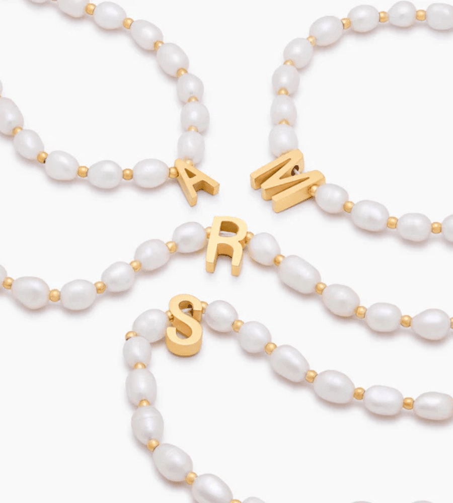 Pearl Initial Charm Bracelet - Mireva Jewelry