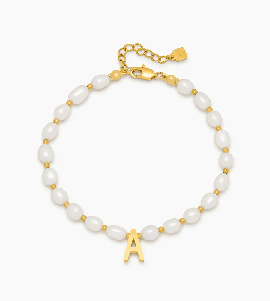 Pearl Initial Charm Bracelet - Mireva Jewelry