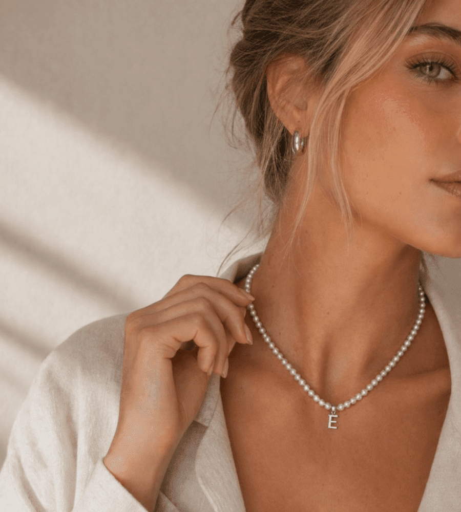 Pearl Initial Necklace - Mireva Jewelry
