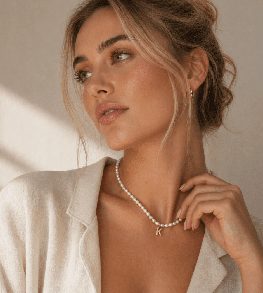 Pearl Initial Necklace - Mireva Jewelry