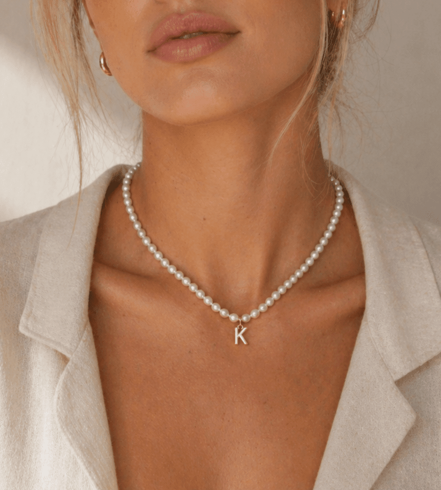 Pearl Initial Necklace - Mireva Jewelry