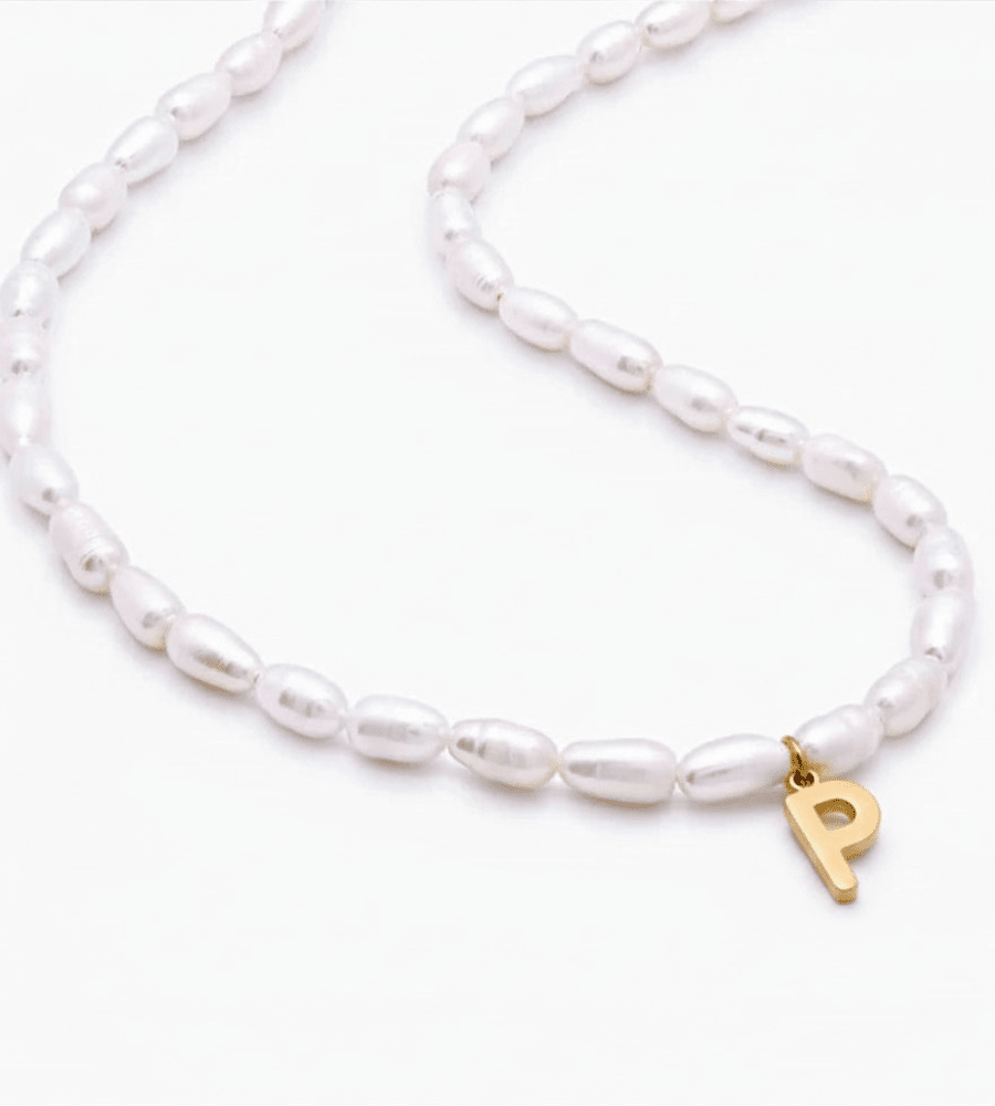 Pearl Initial Necklace - Mireva Jewelry