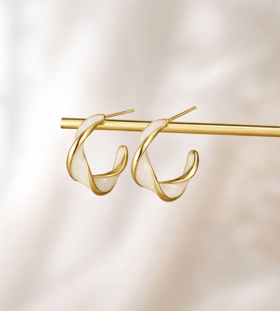Pearl Twist Hoops Earrings - Mireva Jewelry