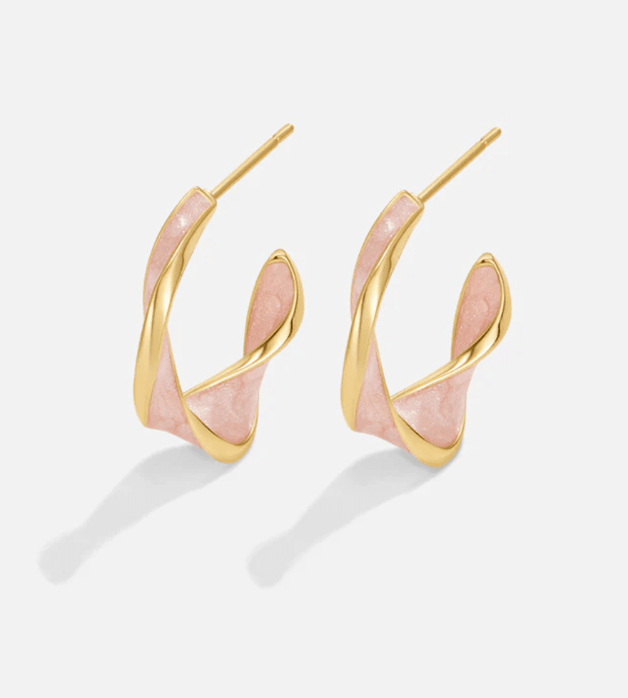 Pearl Twist Hoops Earrings - Mireva Jewelry