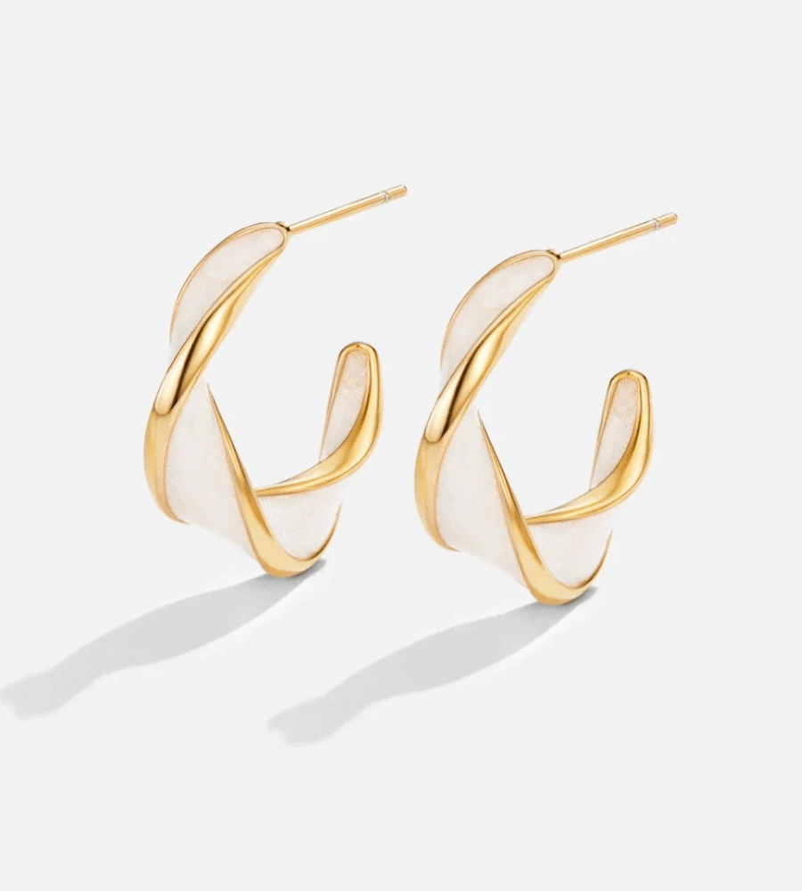 Pearl Twist Hoops Earrings - Mireva Jewelry
