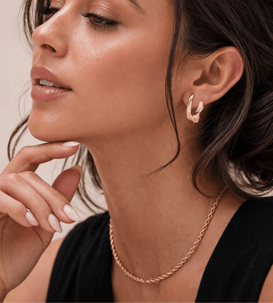 Pearl Twist Hoops Earrings - Mireva Jewelry