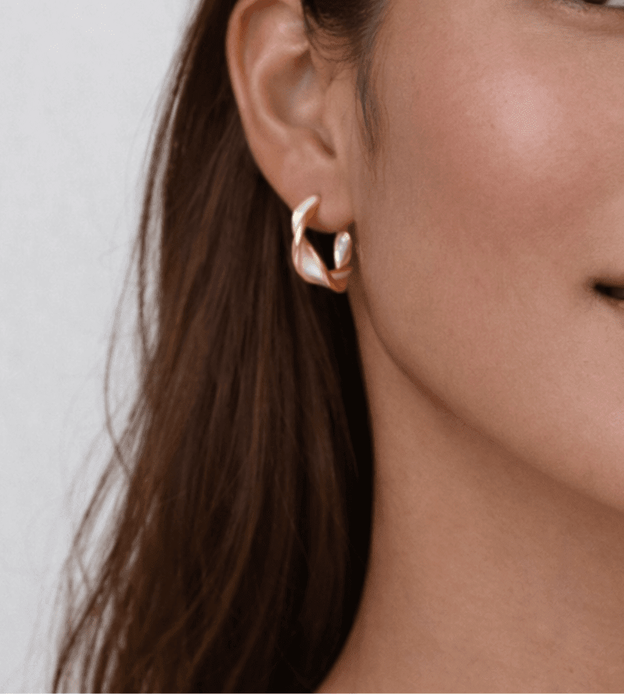 Pearl Twist Hoops Earrings - Mireva Jewelry