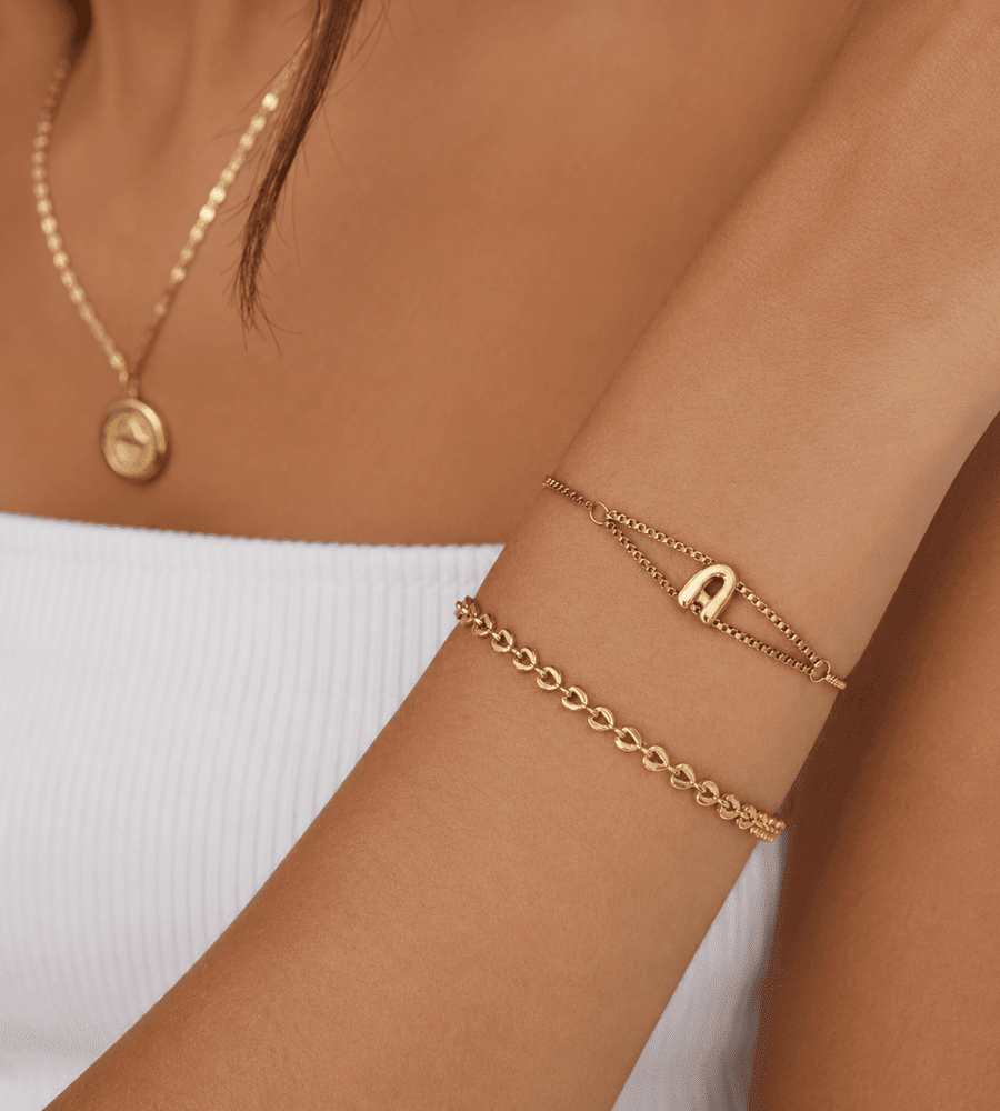 Personalized Bubble Initial Bracelet - Mireva Jewelry