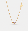 Side Set Initial Birthstone Necklace - Mireva Jewelry