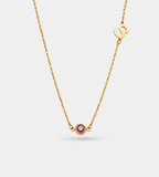 Side Set Initial Birthstone Necklace - Mireva Jewelry
