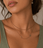 Side Set Initial Birthstone Necklace - Mireva Jewelry
