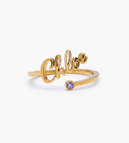 Signature Name and Birthstone Ring - Mireva Jewelry