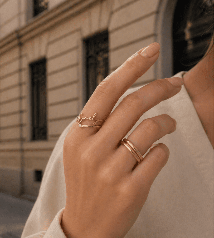 Signature Name and Birthstone Ring - Mireva Jewelry