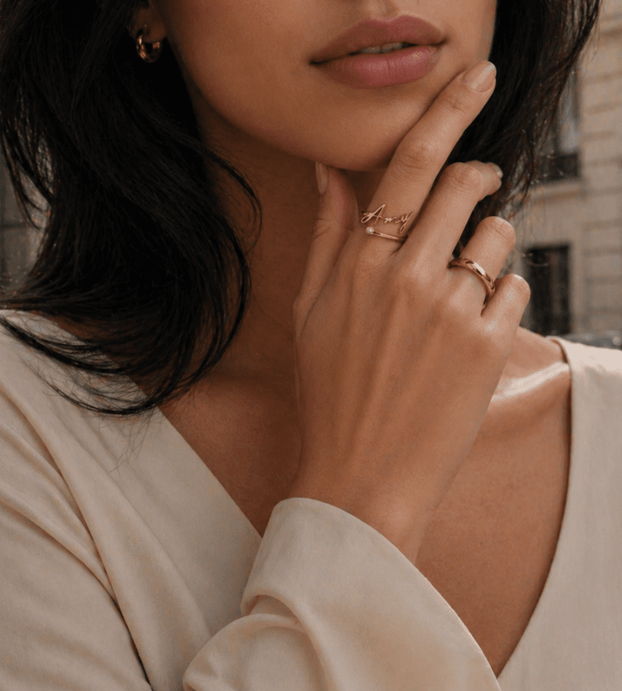 Signature Name and Birthstone Ring - Mireva Jewelry