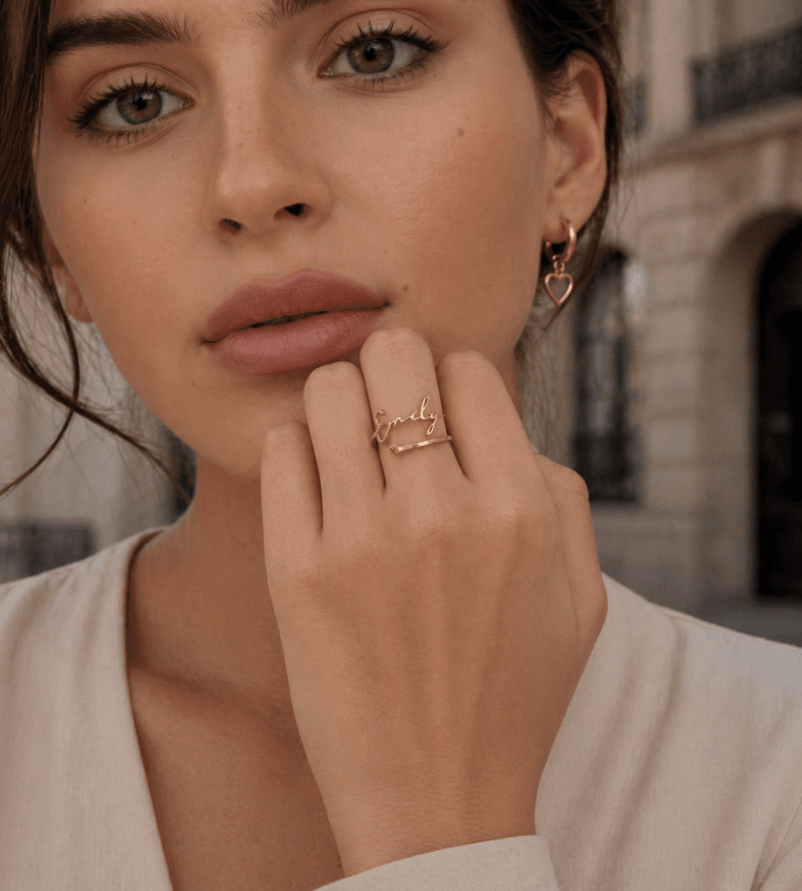 Signature Name and Birthstone Ring - Mireva Jewelry
