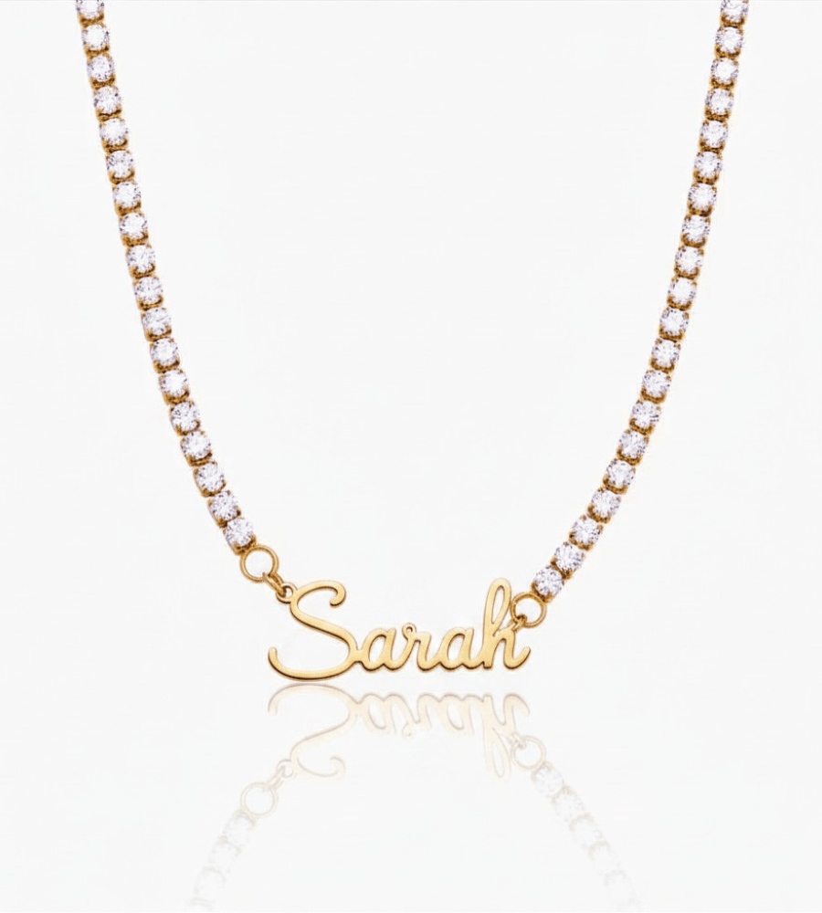 Signature Name Tennis Necklace - Mireva Jewelry