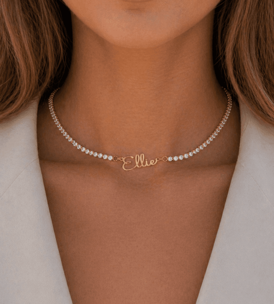 Signature Name Tennis Necklace - Mireva Jewelry