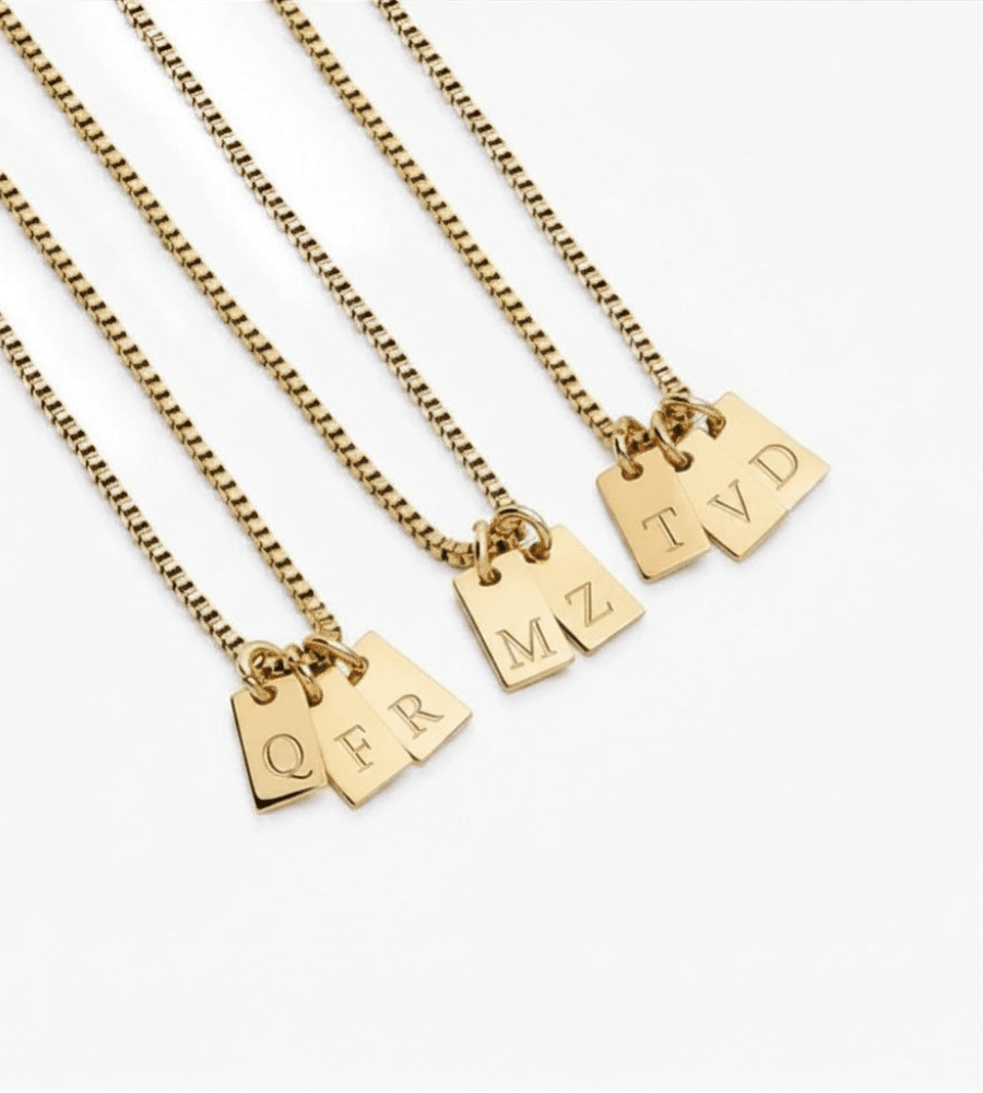 Tag Initial Necklace - Mireva Jewelry