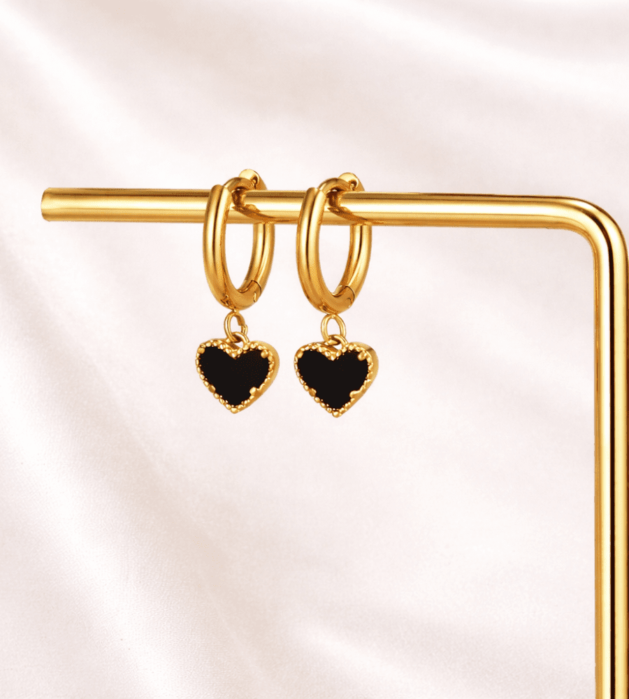 Tainted Heart Hoops - Mireva Jewelry