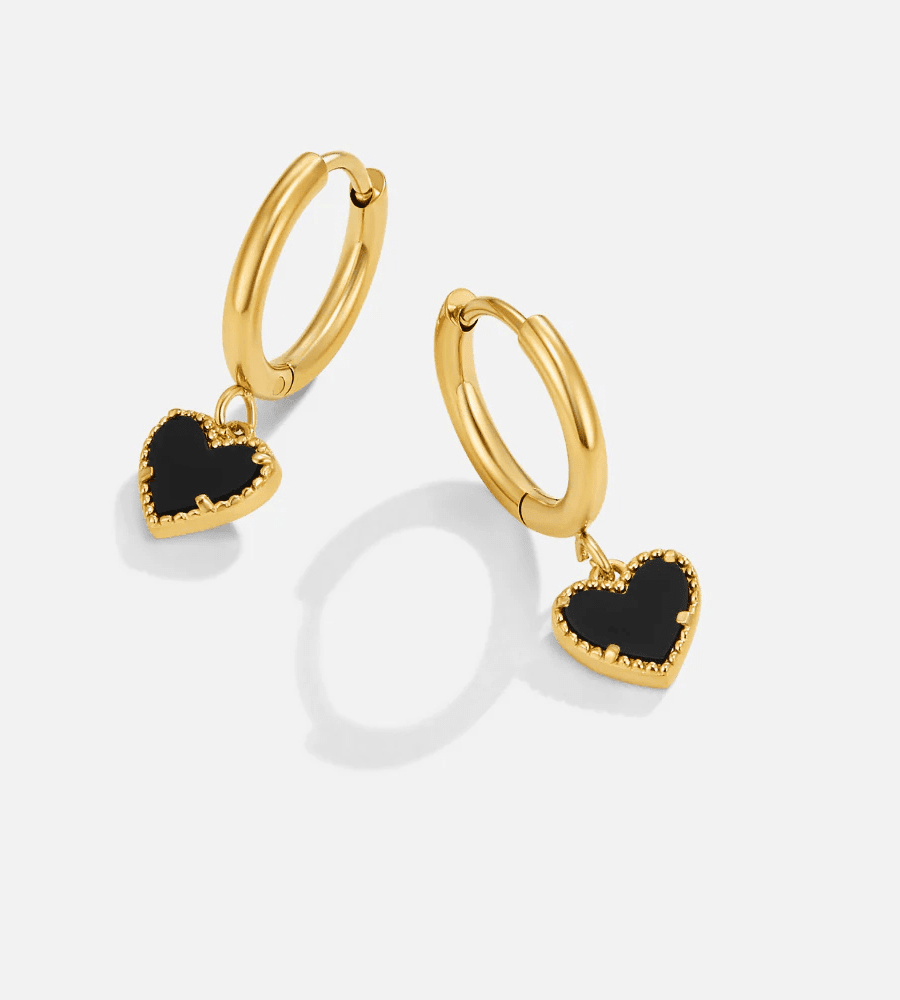 Tainted Heart Hoops - Mireva Jewelry