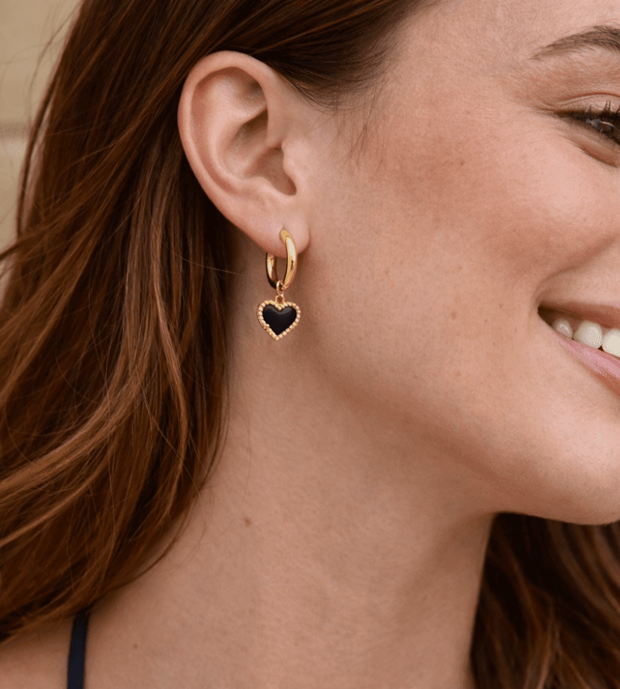 Tainted Heart Hoops - Mireva Jewelry