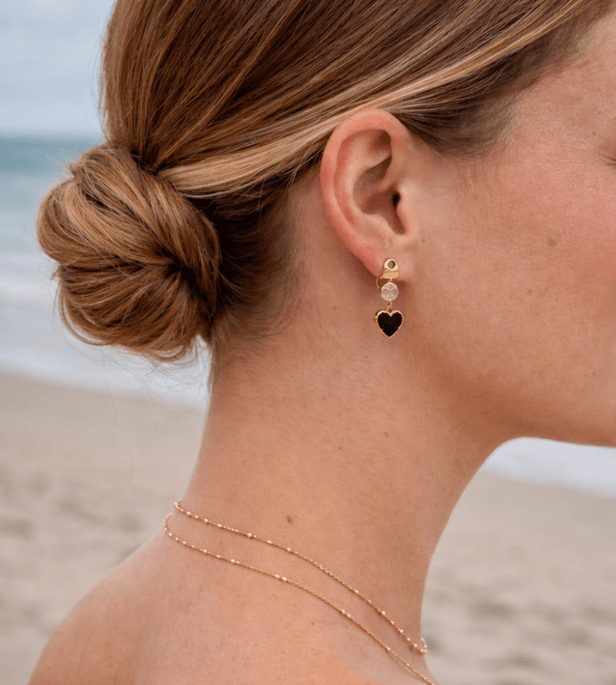 Tainted Heart Hoops - Mireva Jewelry