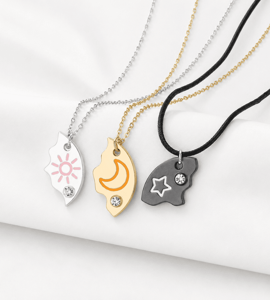 The Sun the Moon and Star Pendant BFF Necklace for 3 - Mireva Jewelry