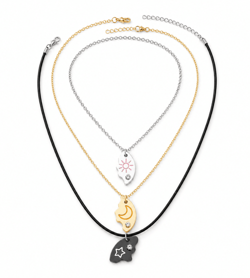 The Sun the Moon and Star Pendant BFF Necklace for 3 - Mireva Jewelry