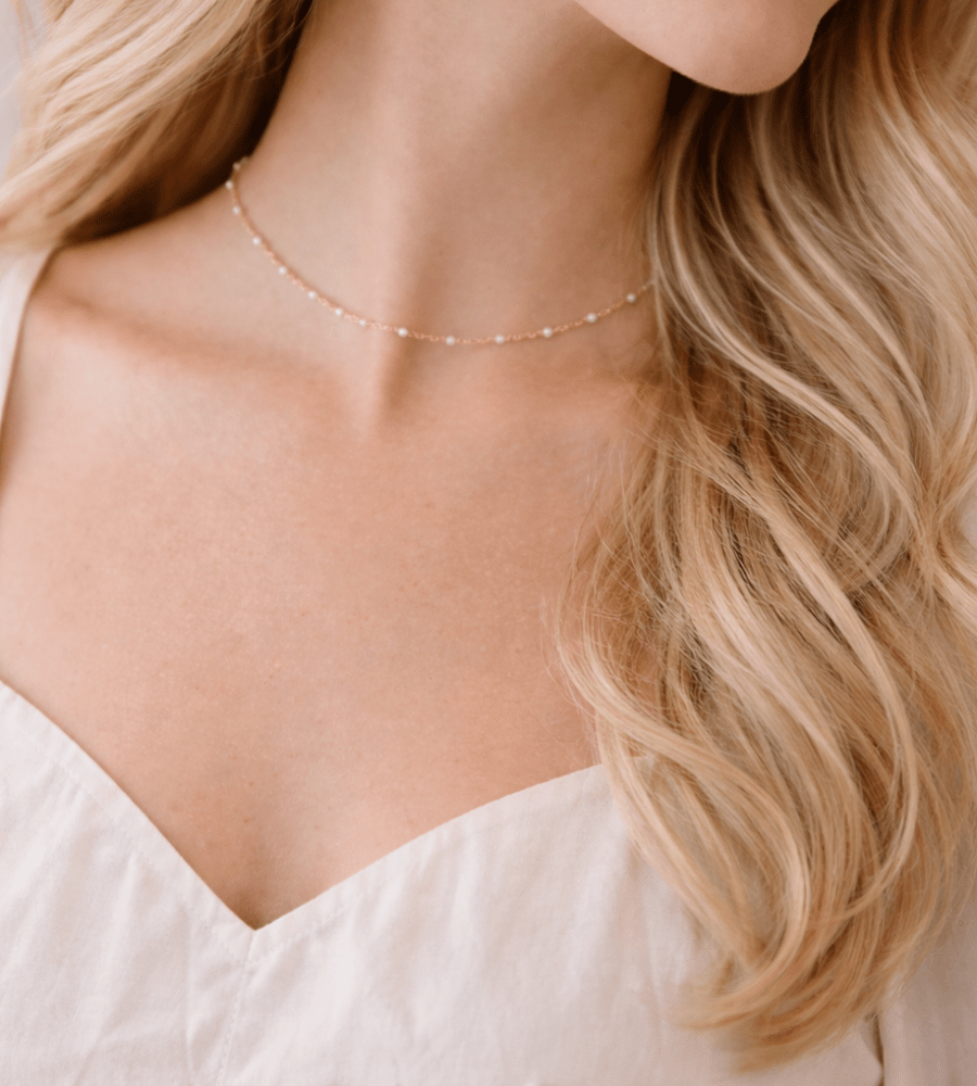 White Beaded Choker - Mireva Jewelry