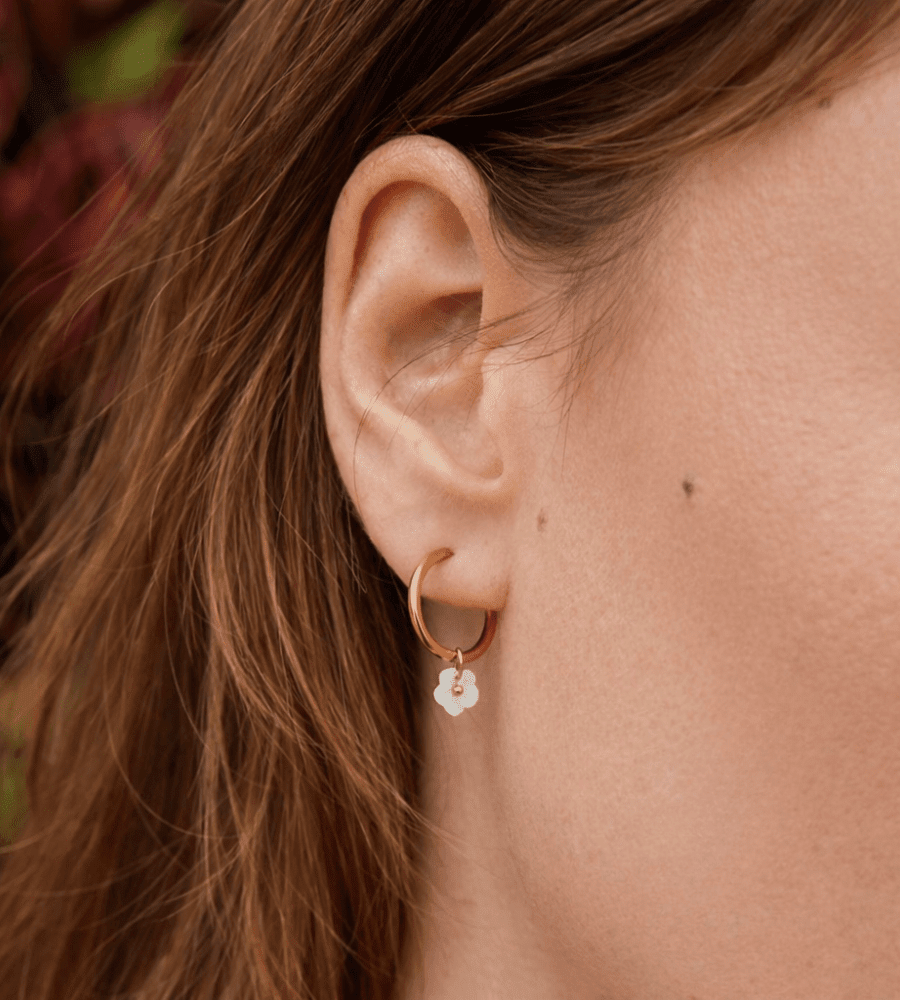White Petal Hoops - Mireva Jewelry