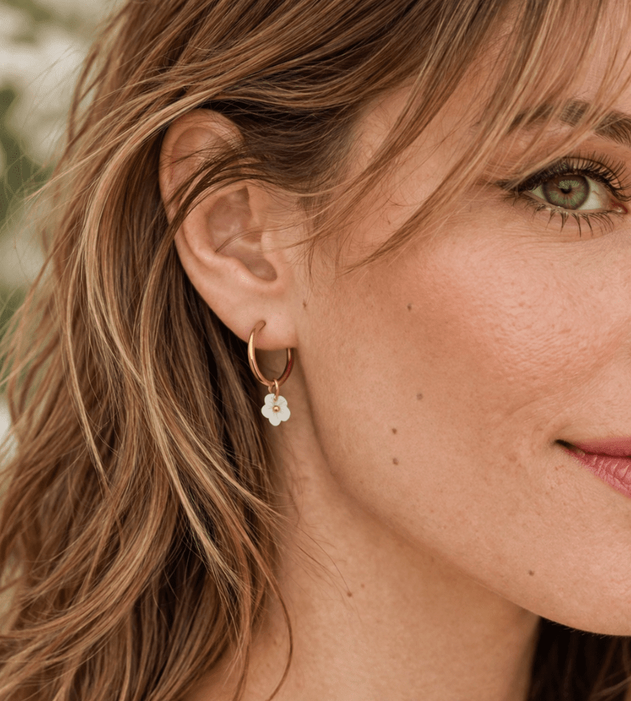 White Petal Hoops - Mireva Jewelry