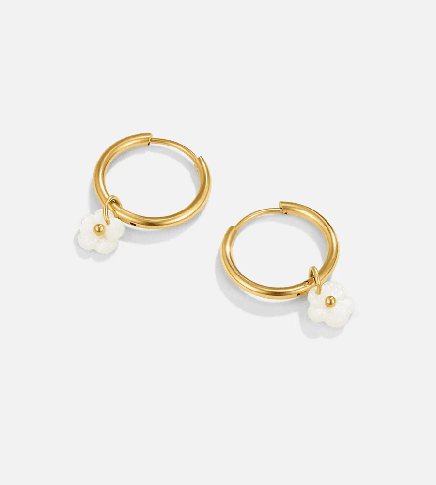 White Petal Hoops - Mireva Jewelry