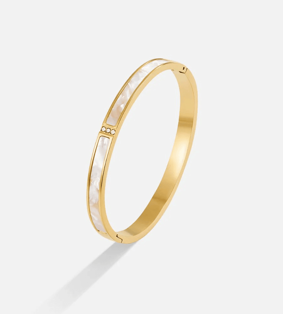 White Sahara Gold Bangle - Mireva Jewelry