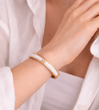 White Sahara Gold Bangle - Mireva Jewelry