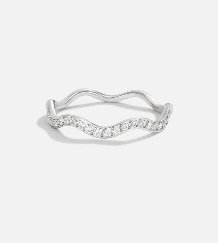 Zenya Crystal Wave Ring - Mireva Jewelry