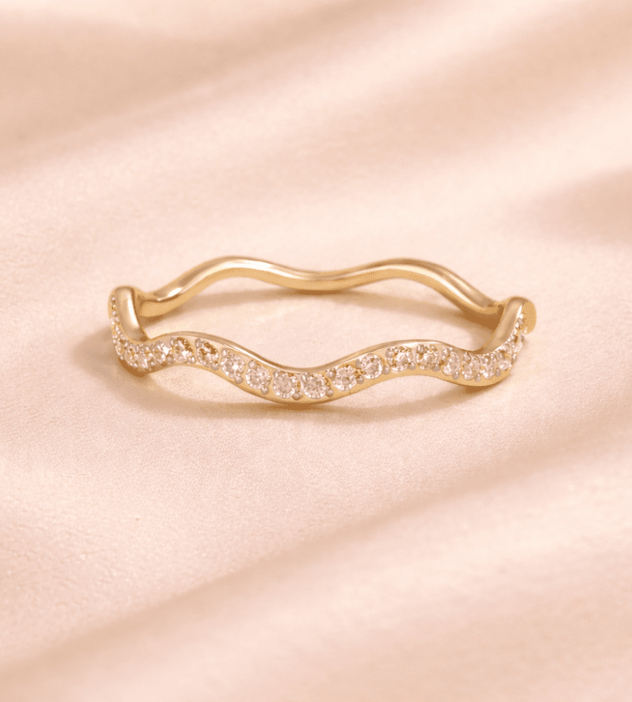 Zenya Crystal Wave Ring - Mireva Jewelry