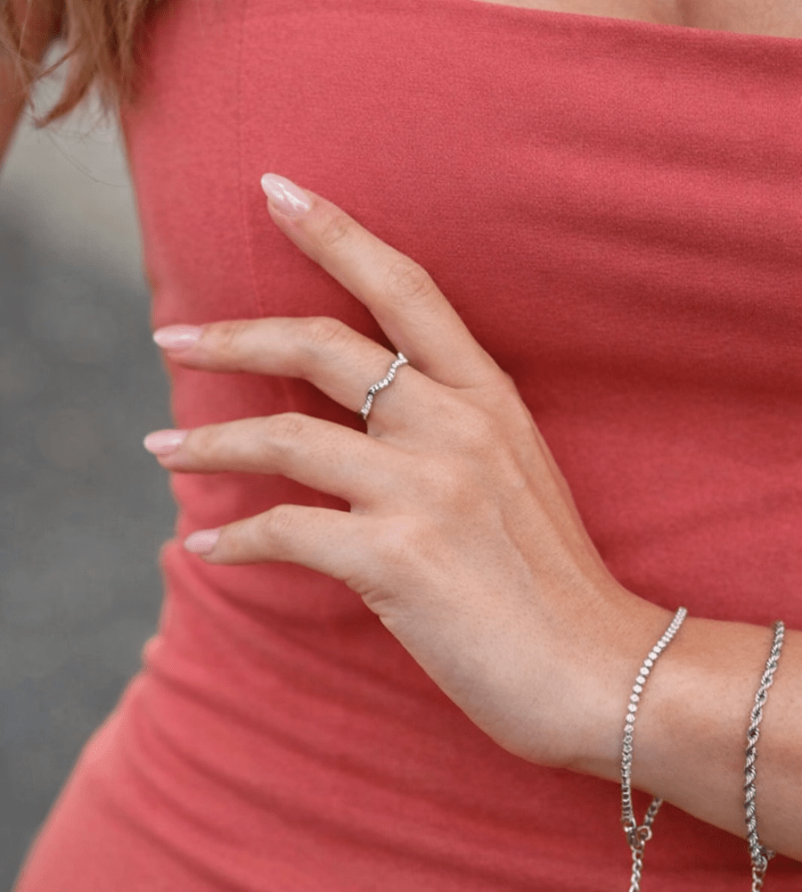 Zenya Crystal Wave Ring - Mireva Jewelry